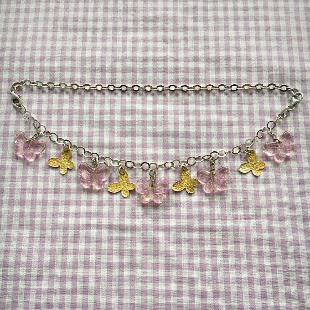 Italian 14kt Gold Butterfly Sterling Silver Choker
